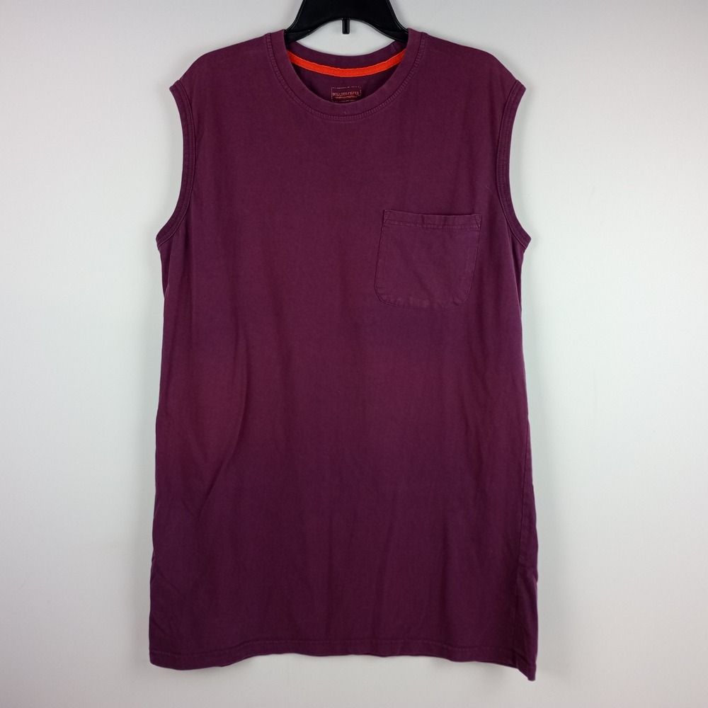 Boulder Creek Mens L Purple Cotton Pocket Casual Muscle Workout Sleeveless Shirt